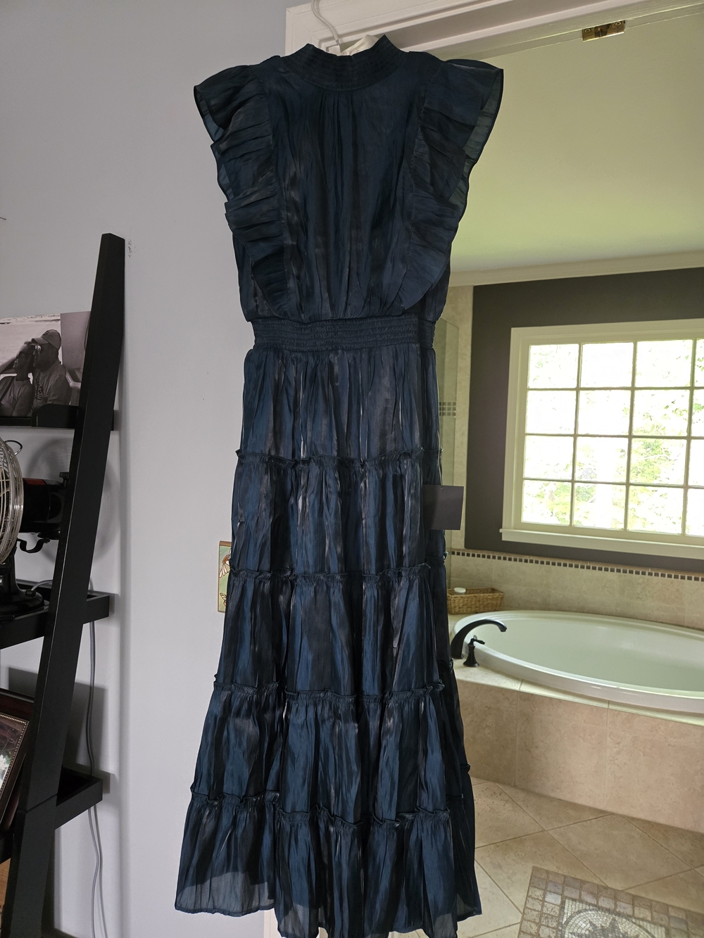 Green Evening/ Cocktail  Ruffle Tiered Maxi Dress SMALL Nwt